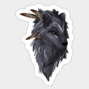The Native Wolf (colored grey version) Sticker